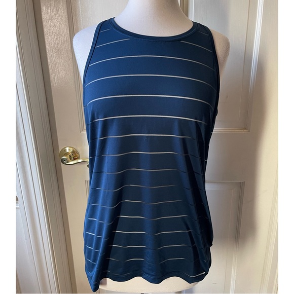 Athleta Sheer Lines Racer back Turquoise  Tank - Picture 2 of 6